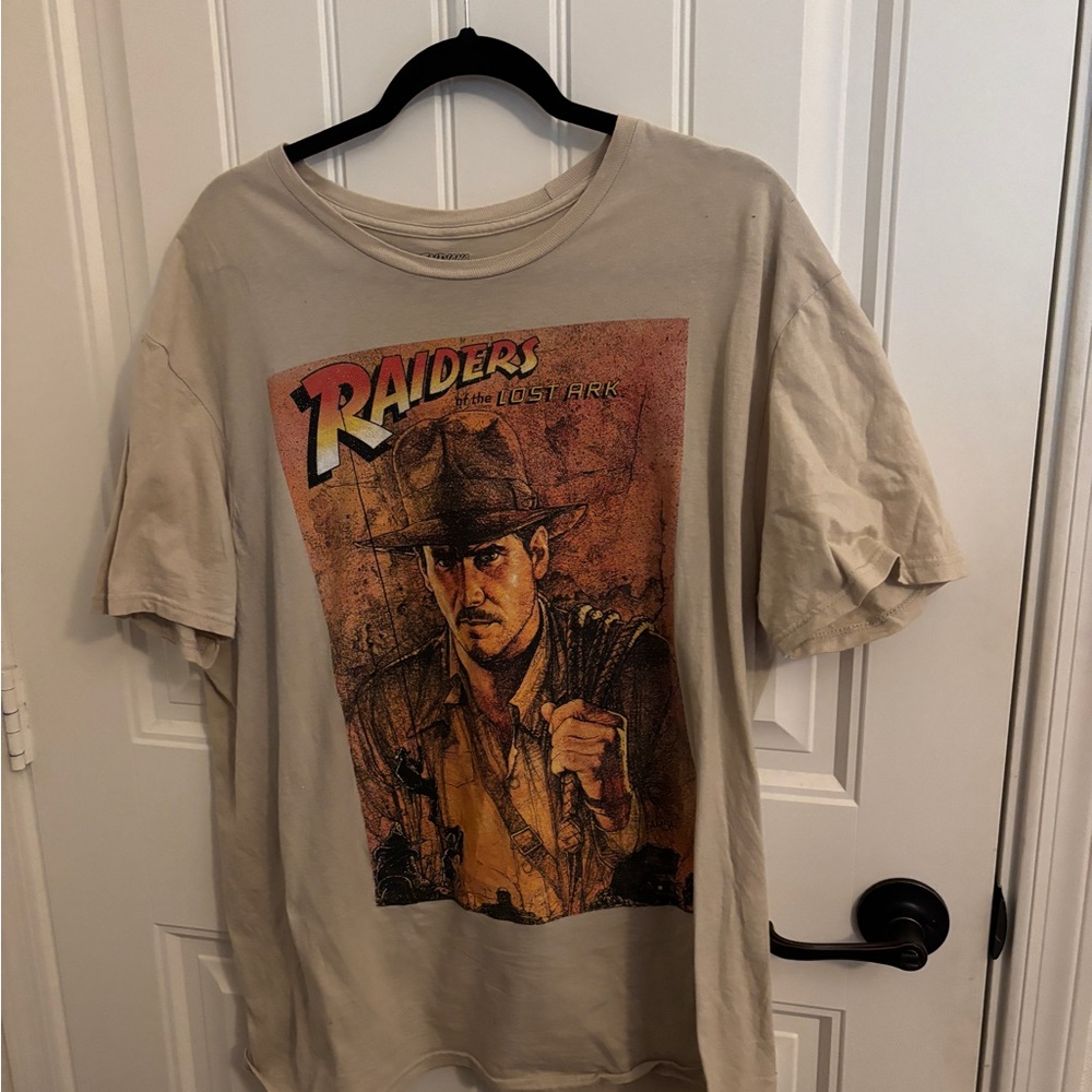 Tan Short Sleeve Tee with Adventure Graphic